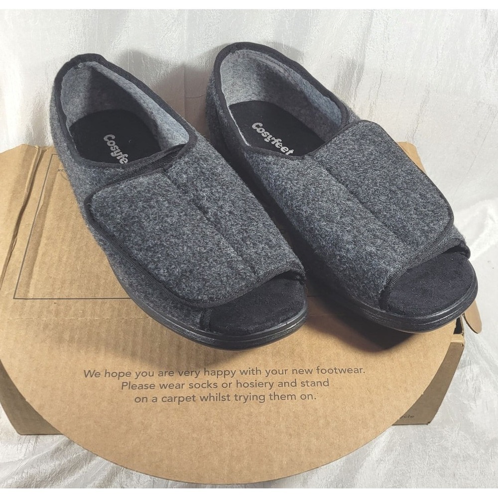 CosyFeet Men's Jonny Adjustable Cozy Open Toe Indoor/Outdoor Slippers - Sz‎ 10